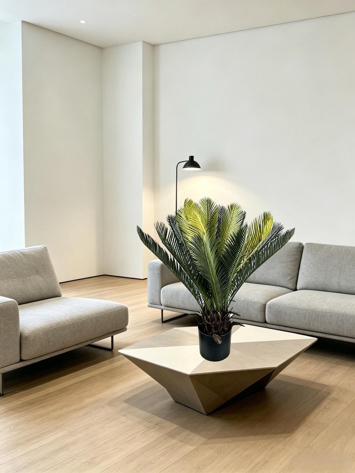 2Pack 70cm Artificial Sago Palm Cycas Plant Potted Lifelike Cycad for Home Decor