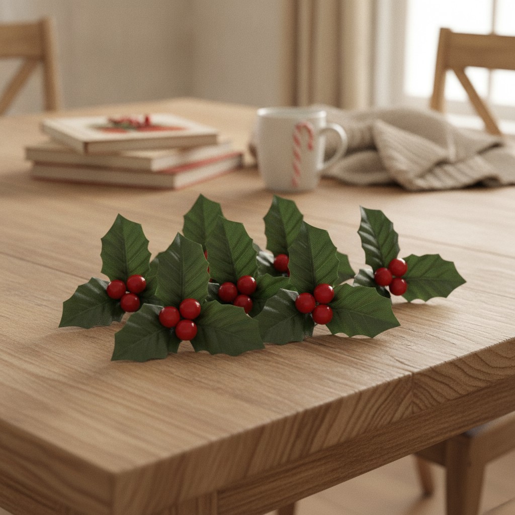 10Pcs Lifelike Christmas Holly Berries Decoration for Festive Home Decor
