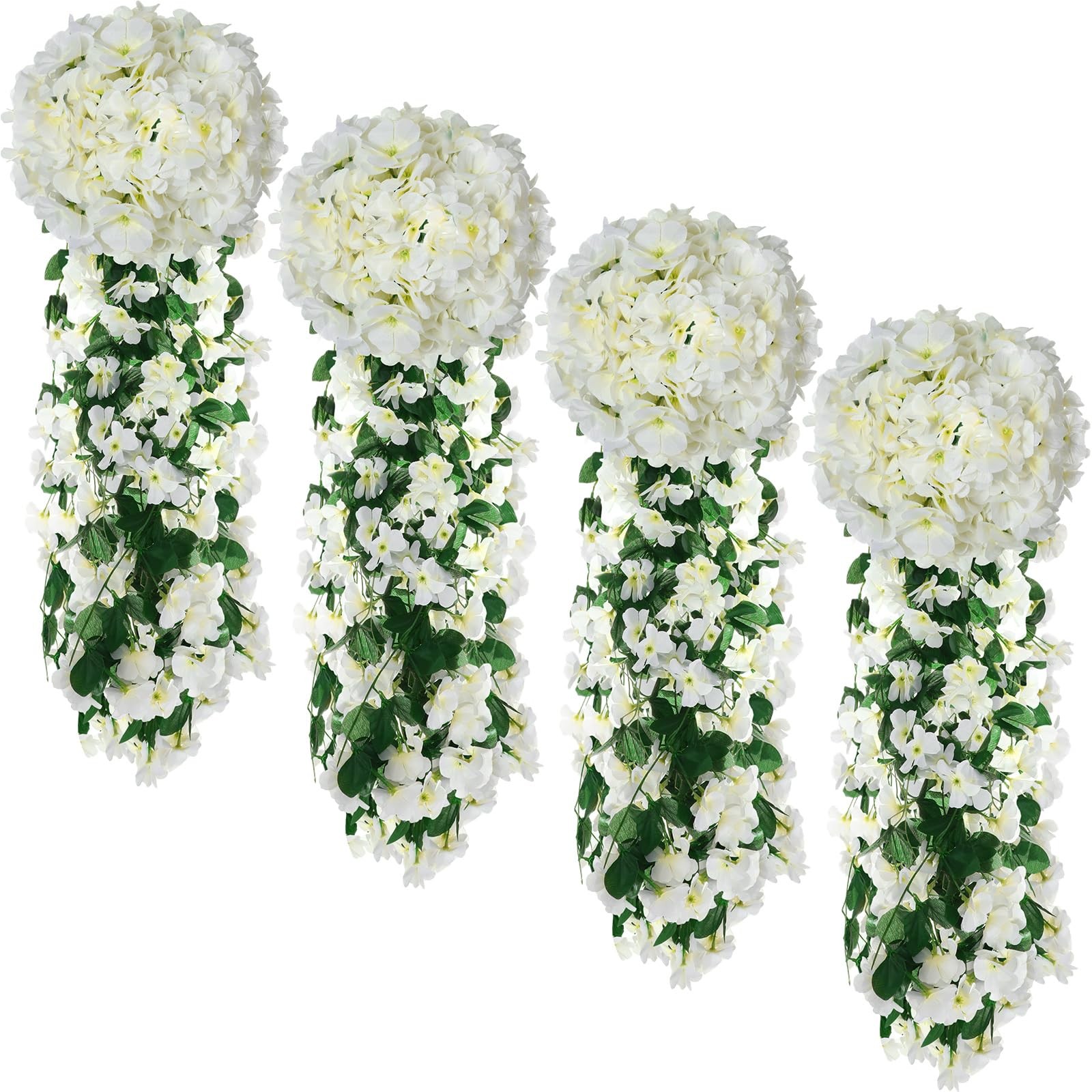 4 Pack Artificial Hanging Flowers for Outdoor Violet Fake Hanging Plant 5 Pet…