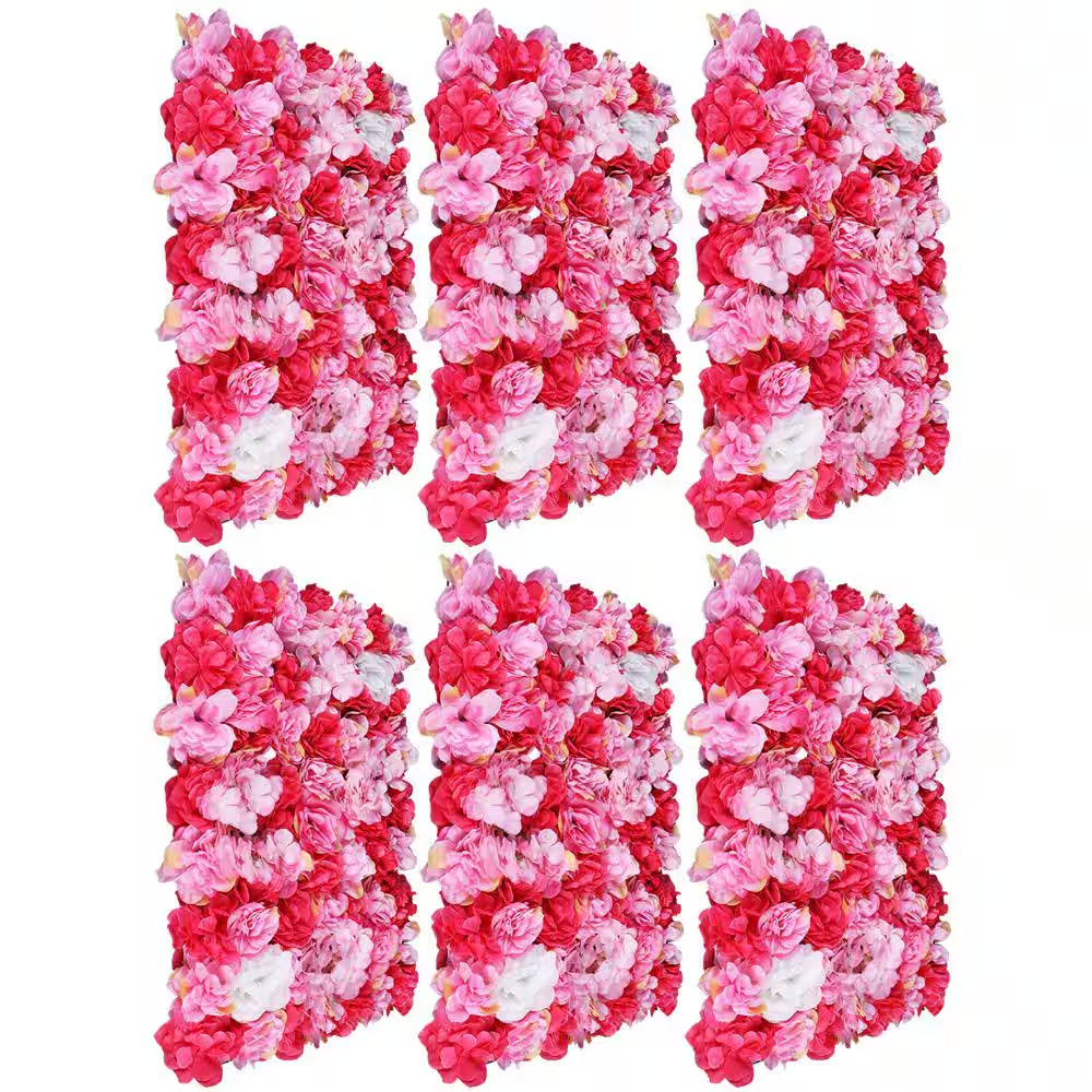 15.74 In. X 23.62 In. X 0.79 In. 6 Pieces Artificial Silk Rose Flower Wall Panel