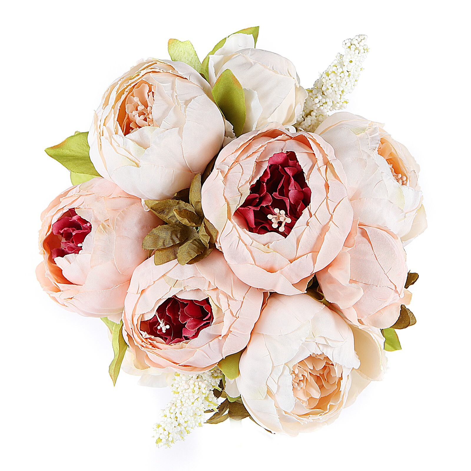 EZFLOWERY 2 PACK Artificial Peony Silk Flowers Arrangement Bouquet – Peach