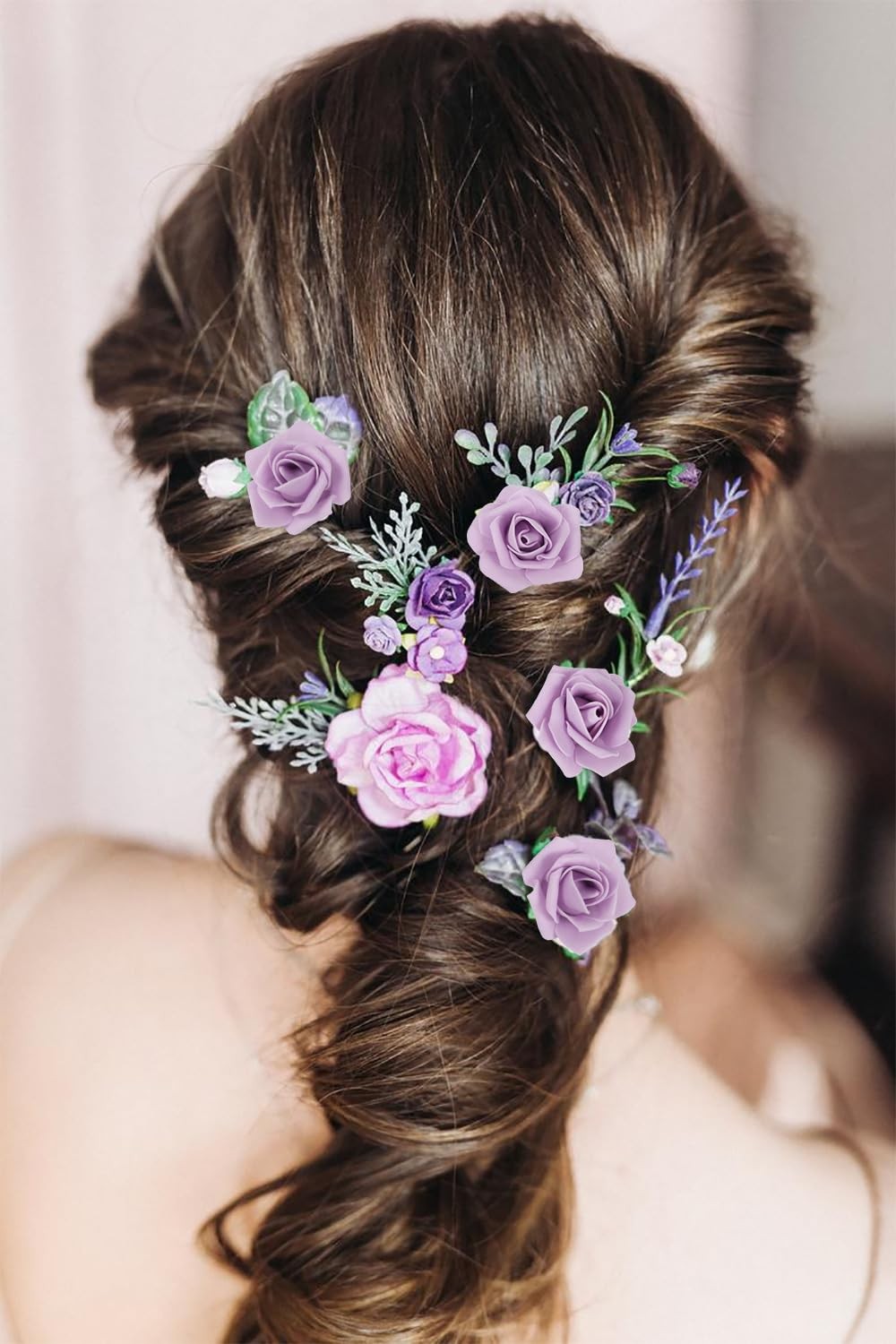 200 PCS Foam Artificial Roses Heads 1.97 Inch Fake Flowers Lilac Decor