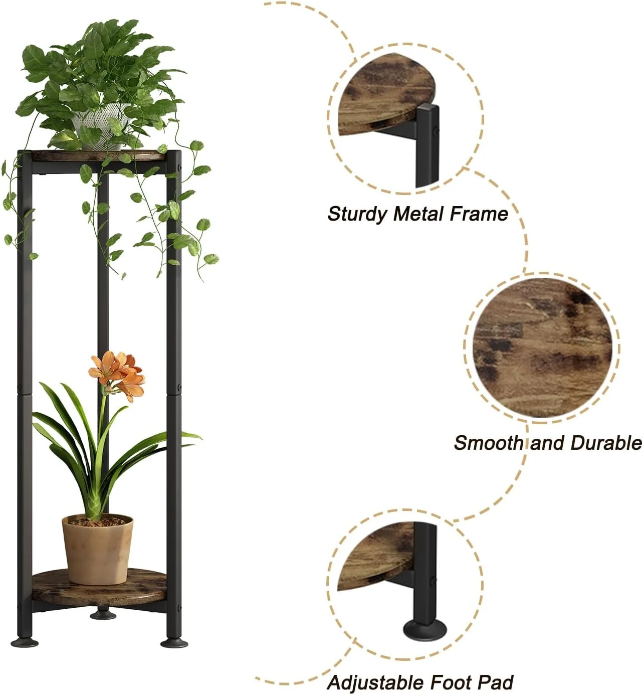 2 Tier Metal Plant Stand Indoor Corner Tall Flower Pot Holder Display Rack