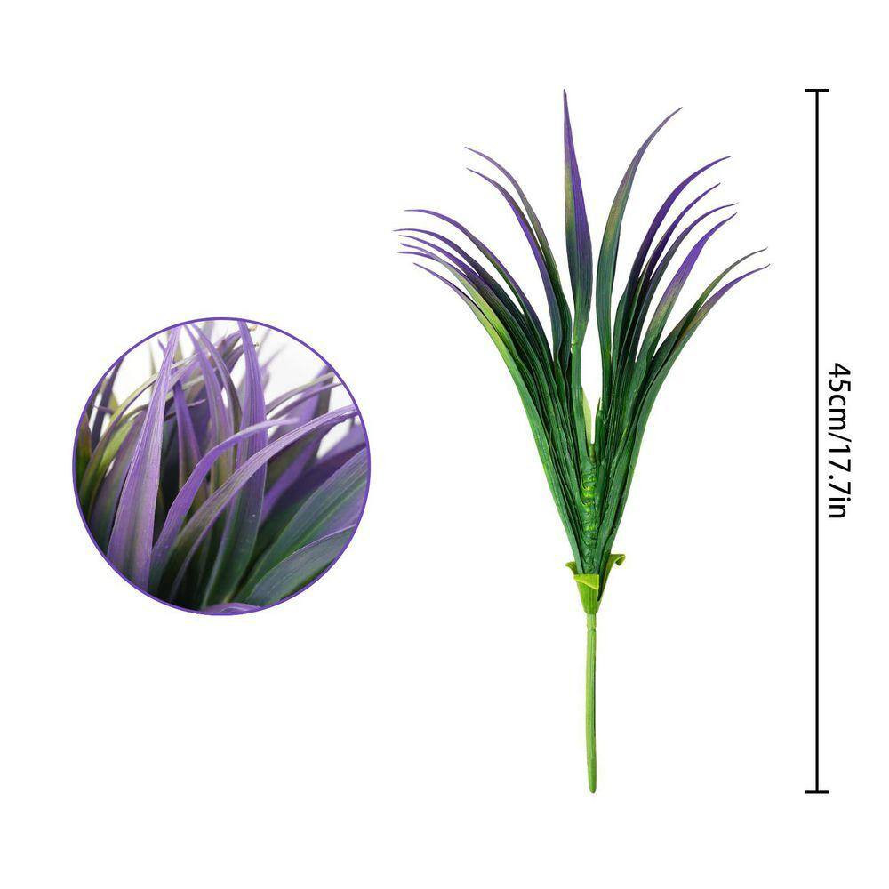 17.7 In. Light Purple 24Pcs Artificial Grass Plant Fake Outdoor Plastic Plants U