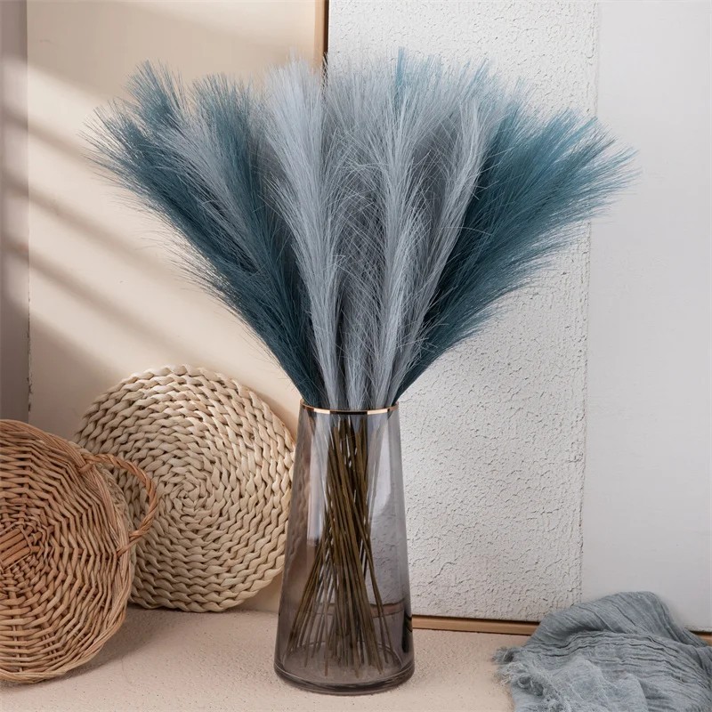 10Pcs Artificial Pampas Grass 56cm Silk Reed Bouquet Boho Decor