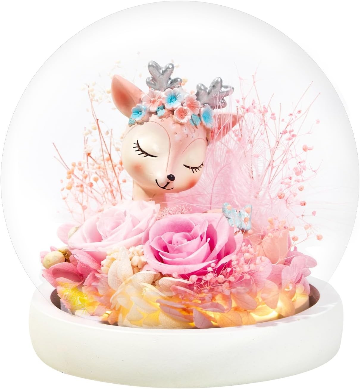 Preserved Flower with Glass Dome – Unique Real Flower Gift for Women, Mom, Wife,