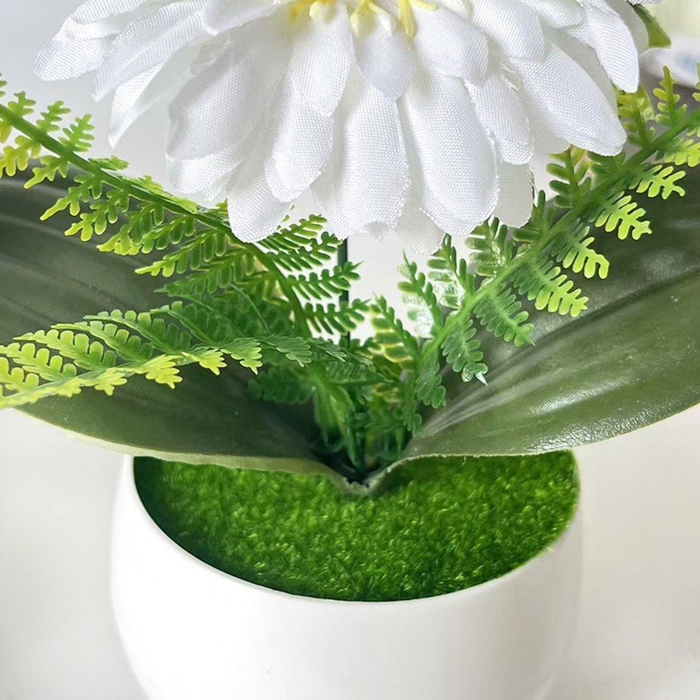 White Pot Faux Gerbera Daisy 19 cm Lifelike Plastic Flower Indoor Decor
