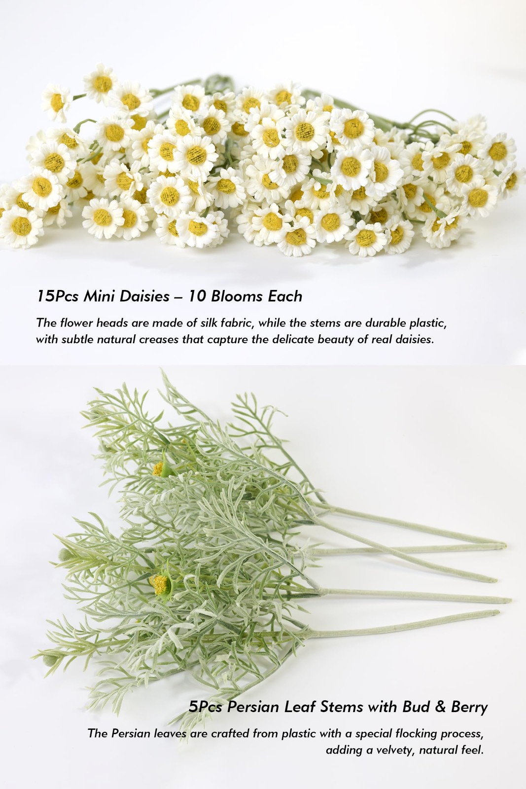 Artificial Wildflower Bouquet, White Daisy Flowers for Home Decor