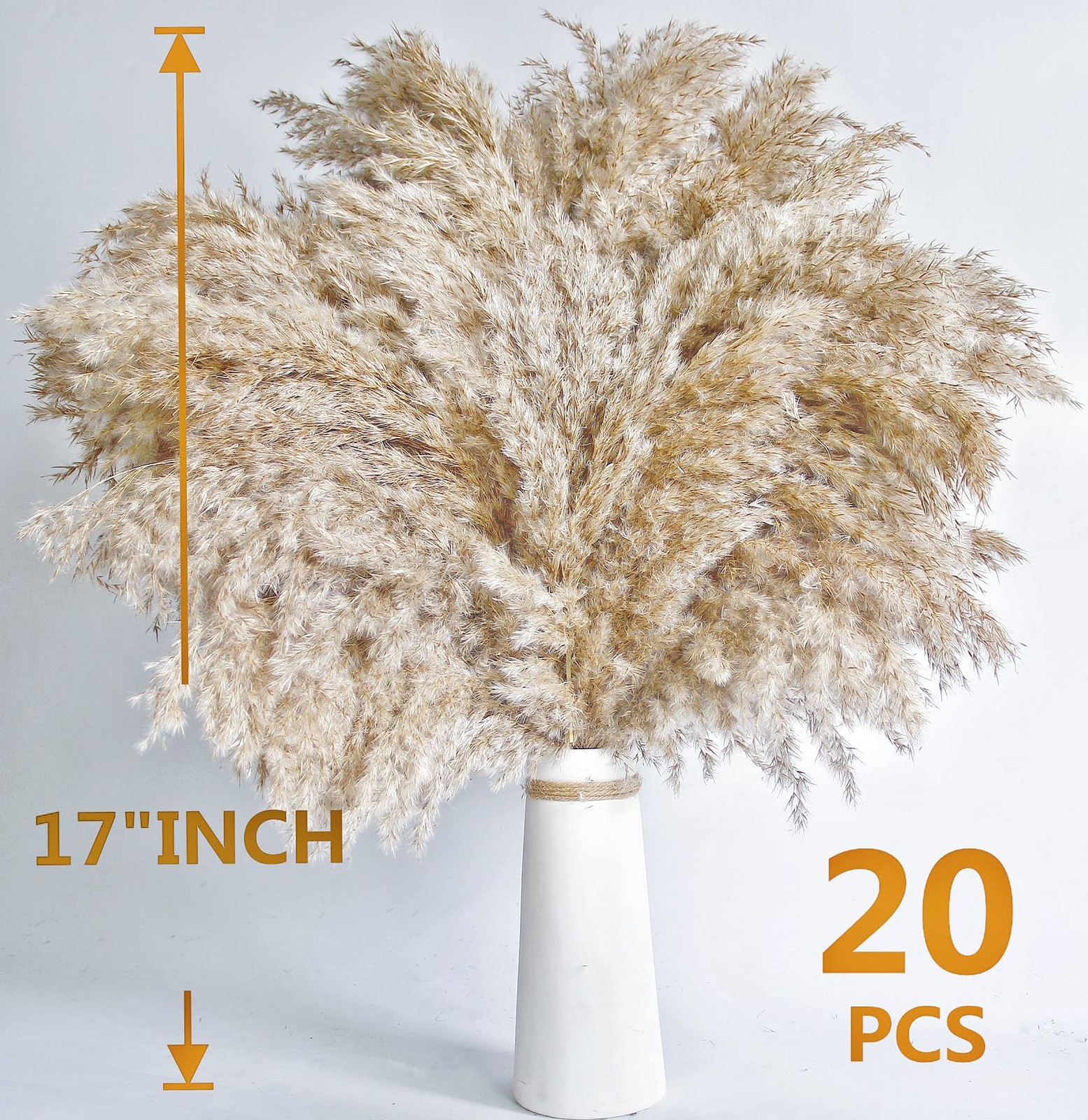 30 PCS Boho Decor, Fluffy Pompas Grass, Natural Dry Pampas Grass Small, Short…
