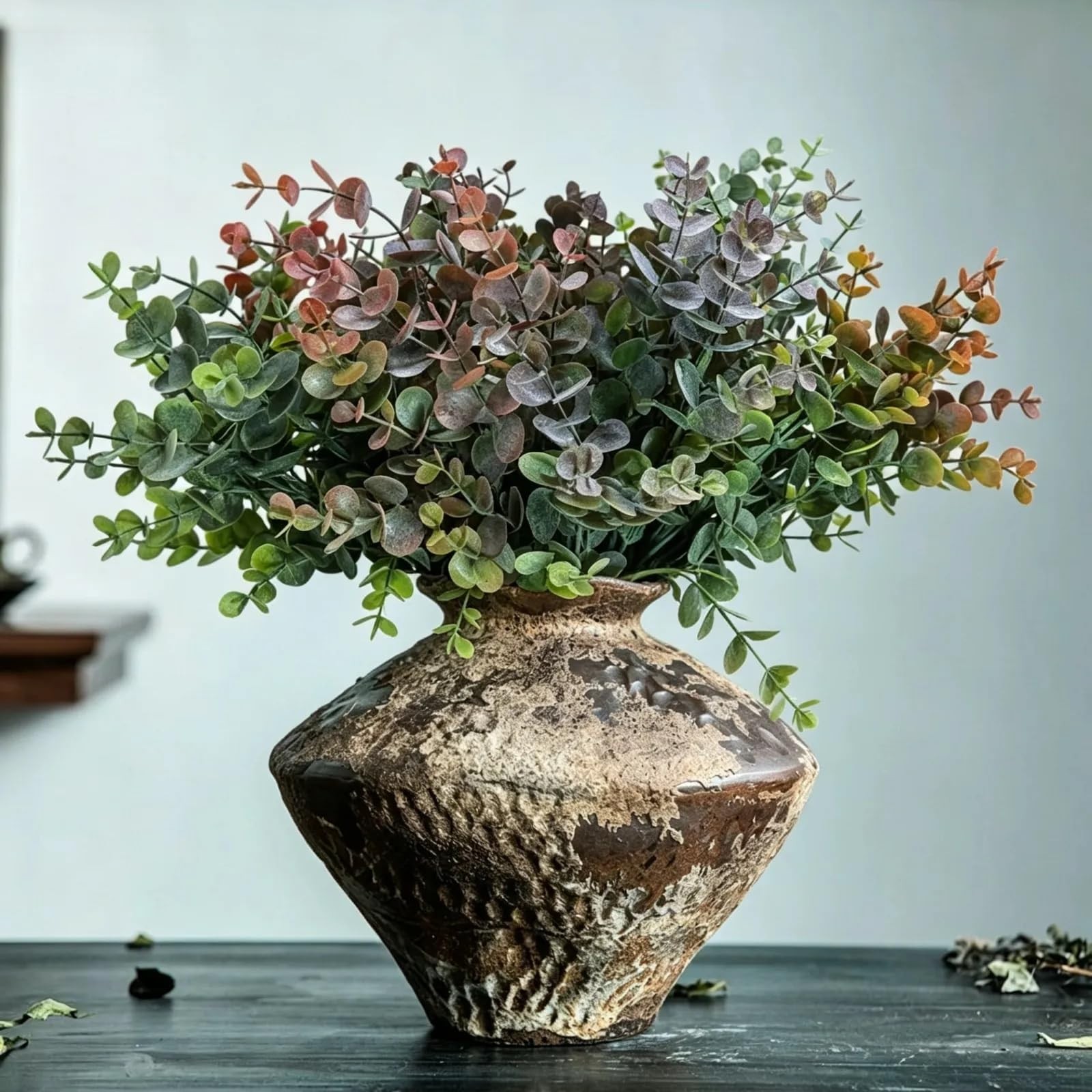 8 Bundles Multi Colored Artificial Eucalyptus Leaves, Plastic Plants, Outdoor…