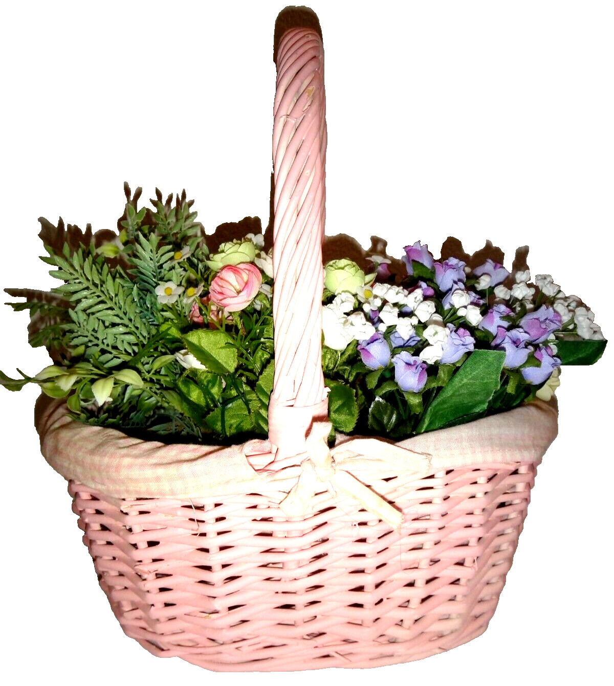 Artificial Multi-color Flowers & Leafs in Pink Wooden Bucket 13.5″ x 14″ x 10″