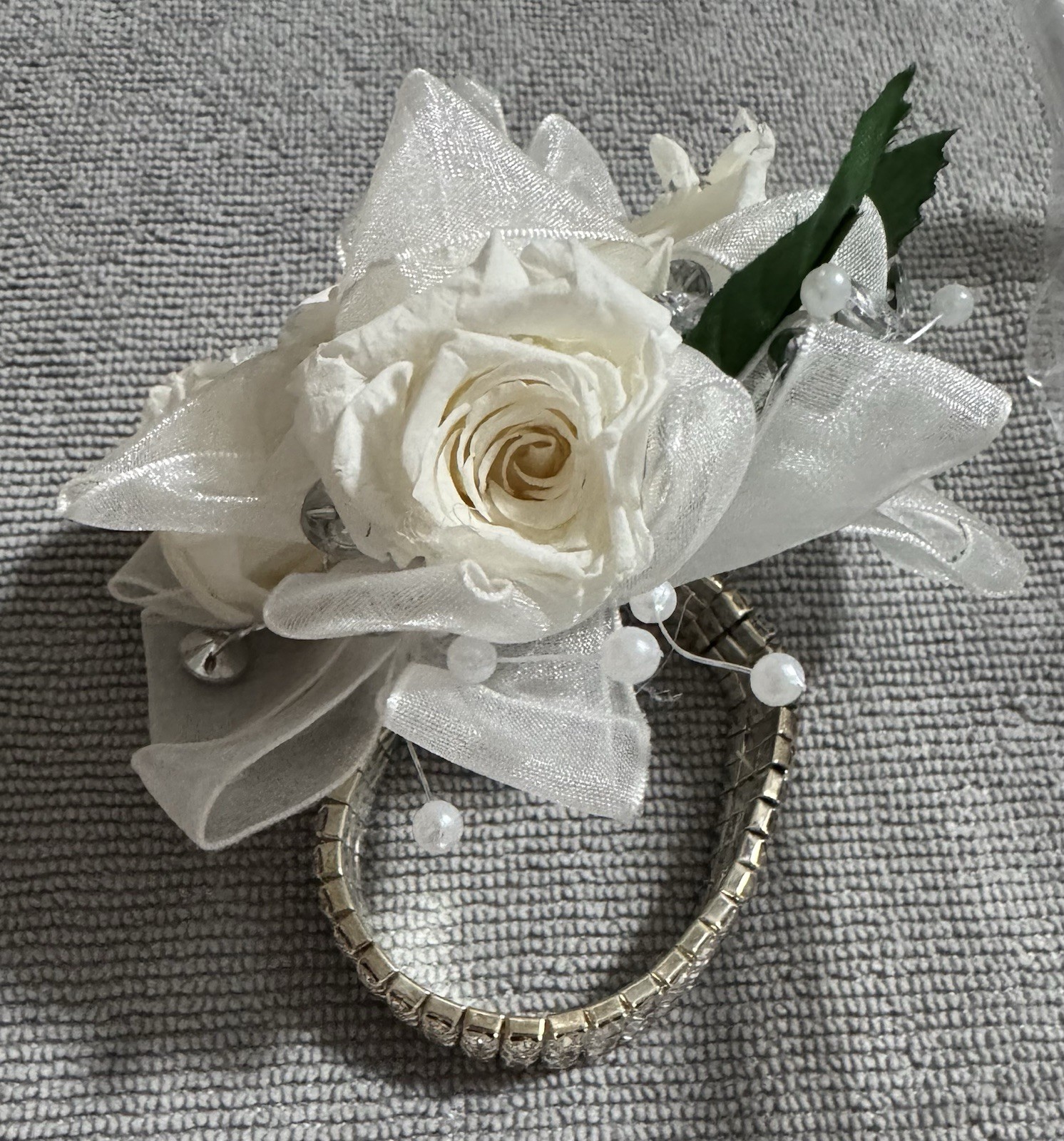 Verdissimo’s Corsage -Wristlet: Prom Bride Bridesmaid | 5 Preserved Baby Roses!