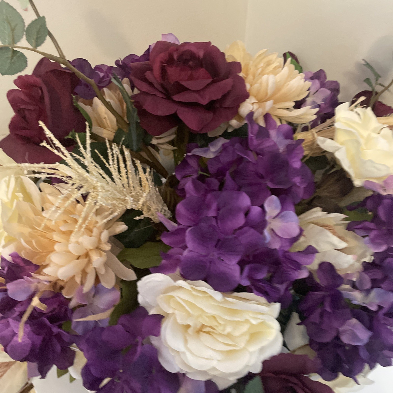 Blush Purple Floral Centerpiece, Romantic Table Decor, Neutral Ivory Arrangement