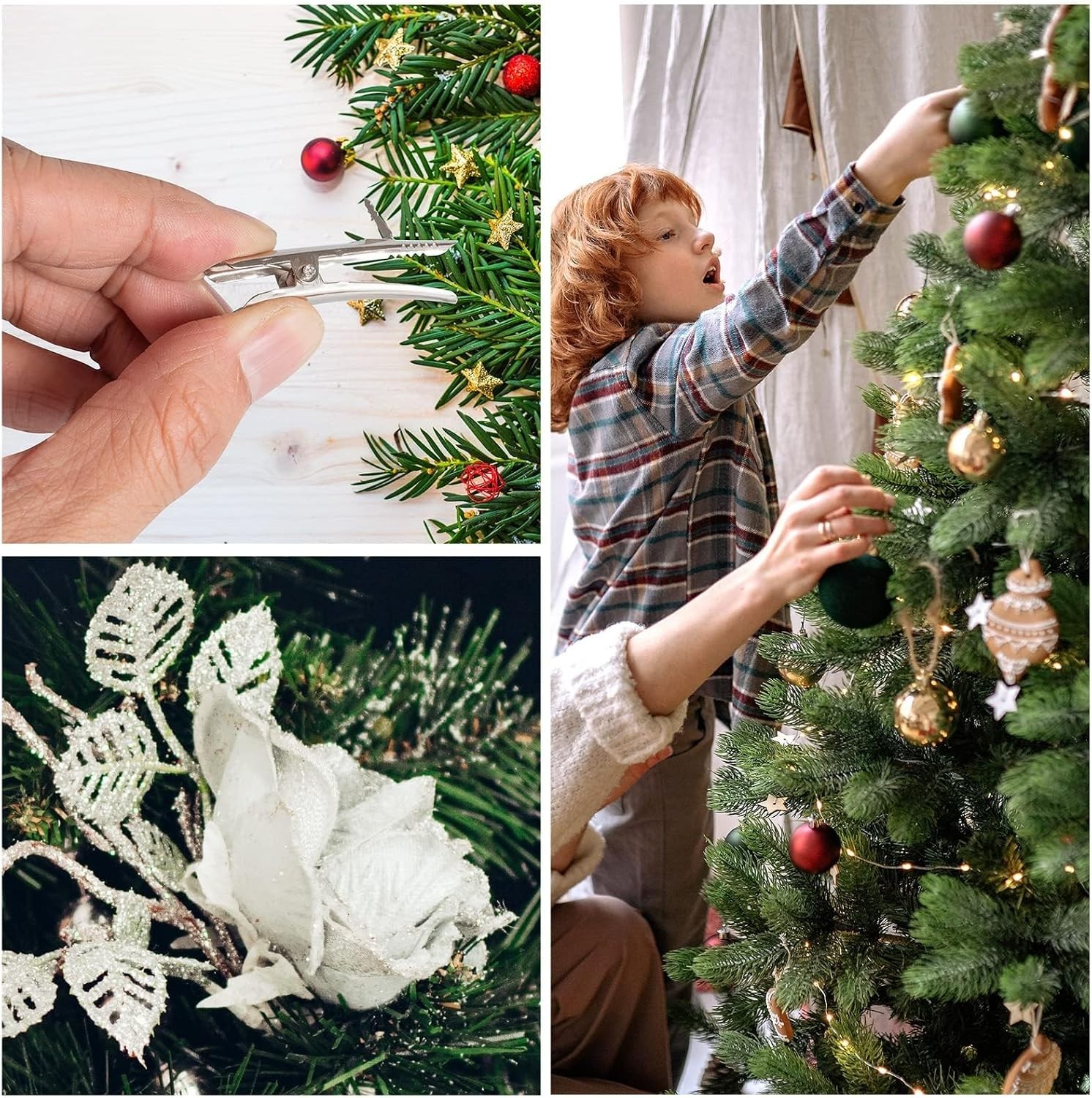 48Pcs Metal Clips, Small Roach Clips for Christmas Flowers Decorations Tree, …