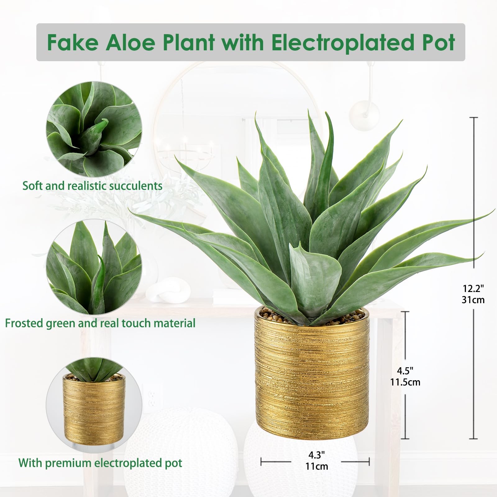 Large Faux Agave Plants Artificial Aloe Plant Fake Succulent Plants in Pot Re…