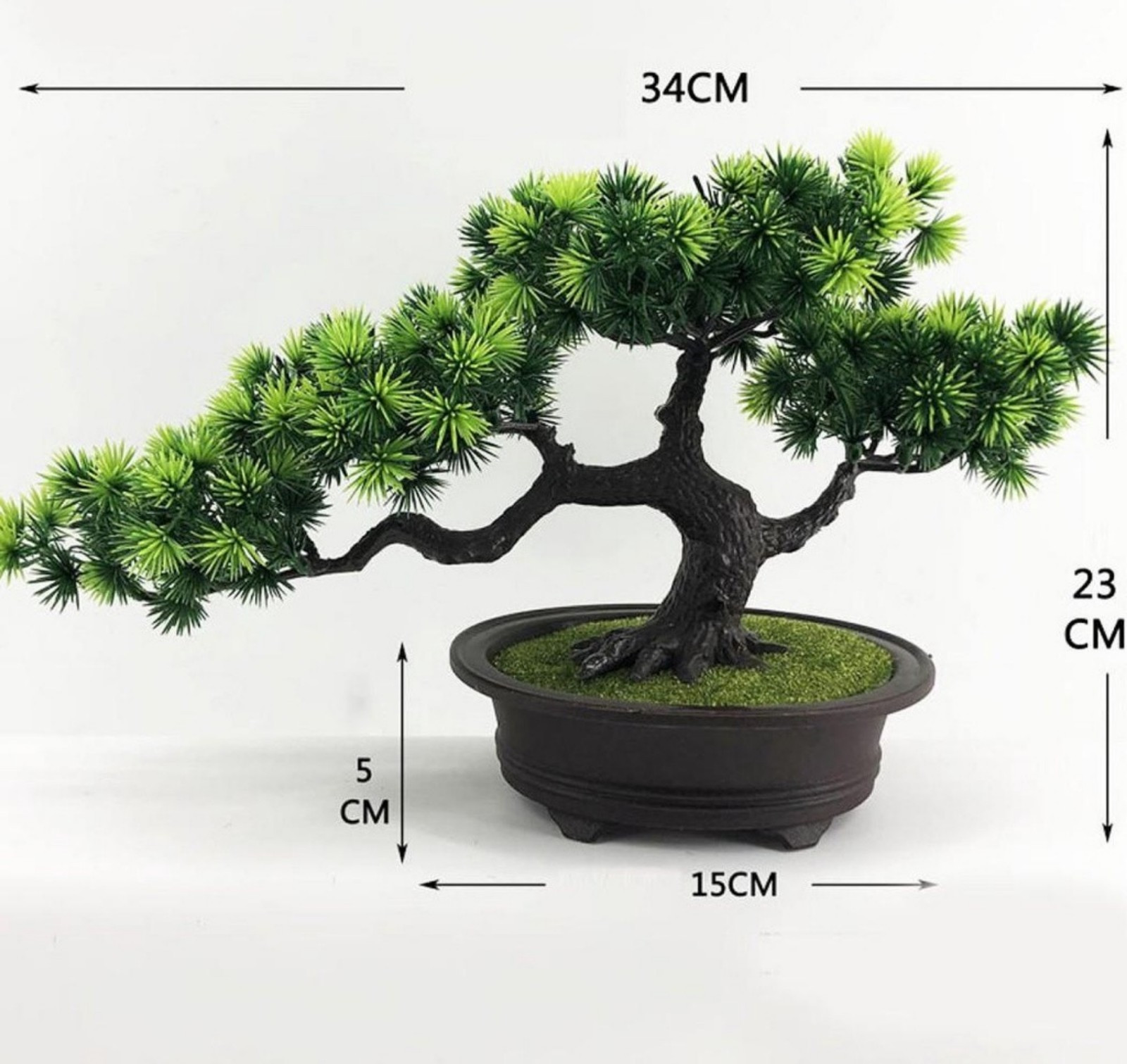 Artificial Bonsai Pine Tree Model 2 Maintenance-Free With Moss and Pebble