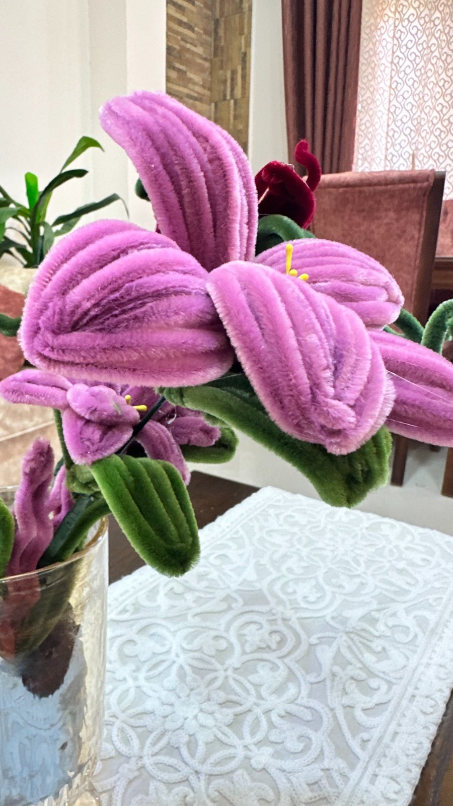 Handmade Pipe Cleaner Lily Flower Forever Gift for Her Mom Birthday Home Decor