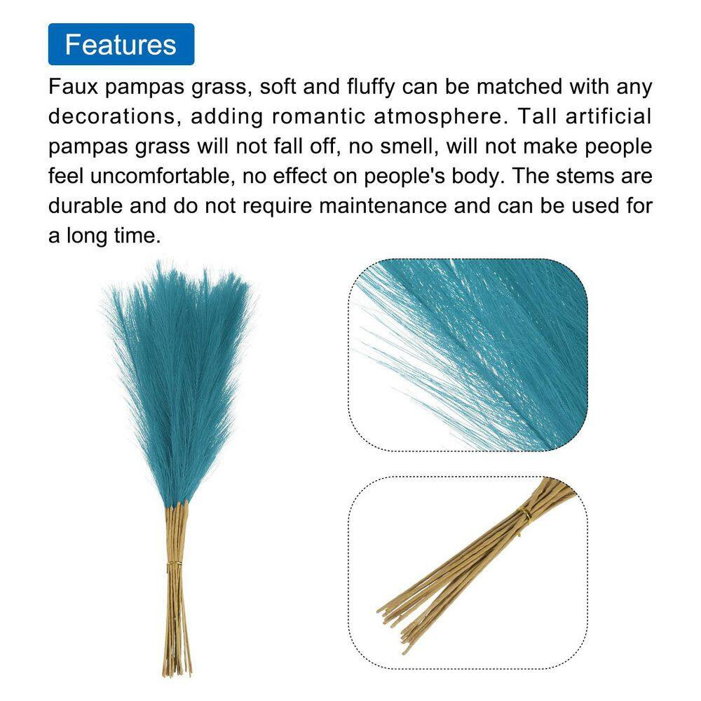 1.54 in Light Blue Artificial Plant Faux Pampas Grass 20Pcs Decorative Reed for