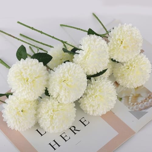 12 PCS White Artificial Chrysanthemum Flowers