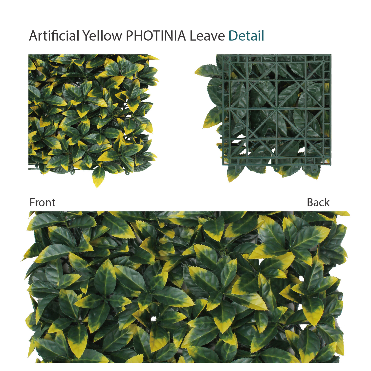 20in Artificial Yellow Photinia Mat Wall Hedge Decor Privacy Fence Panel Grass