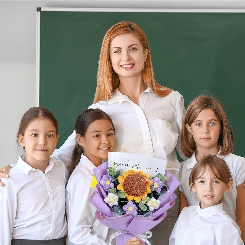 Crochet Flower Sunflower Bouquet – Handmade Artificial Flower for Festival We…