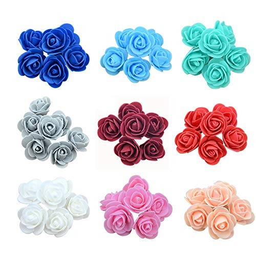 100 PCS Mix Color 1.3 Inch Artificial PE Foam Fake Mini Rose Flower Head