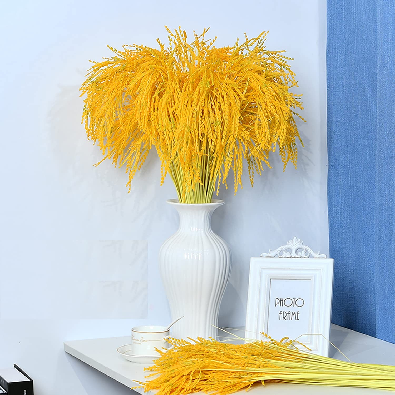 Fake Grain Plant Artificial Paddy Rice Flowers Yellow Natural Plants for Home…