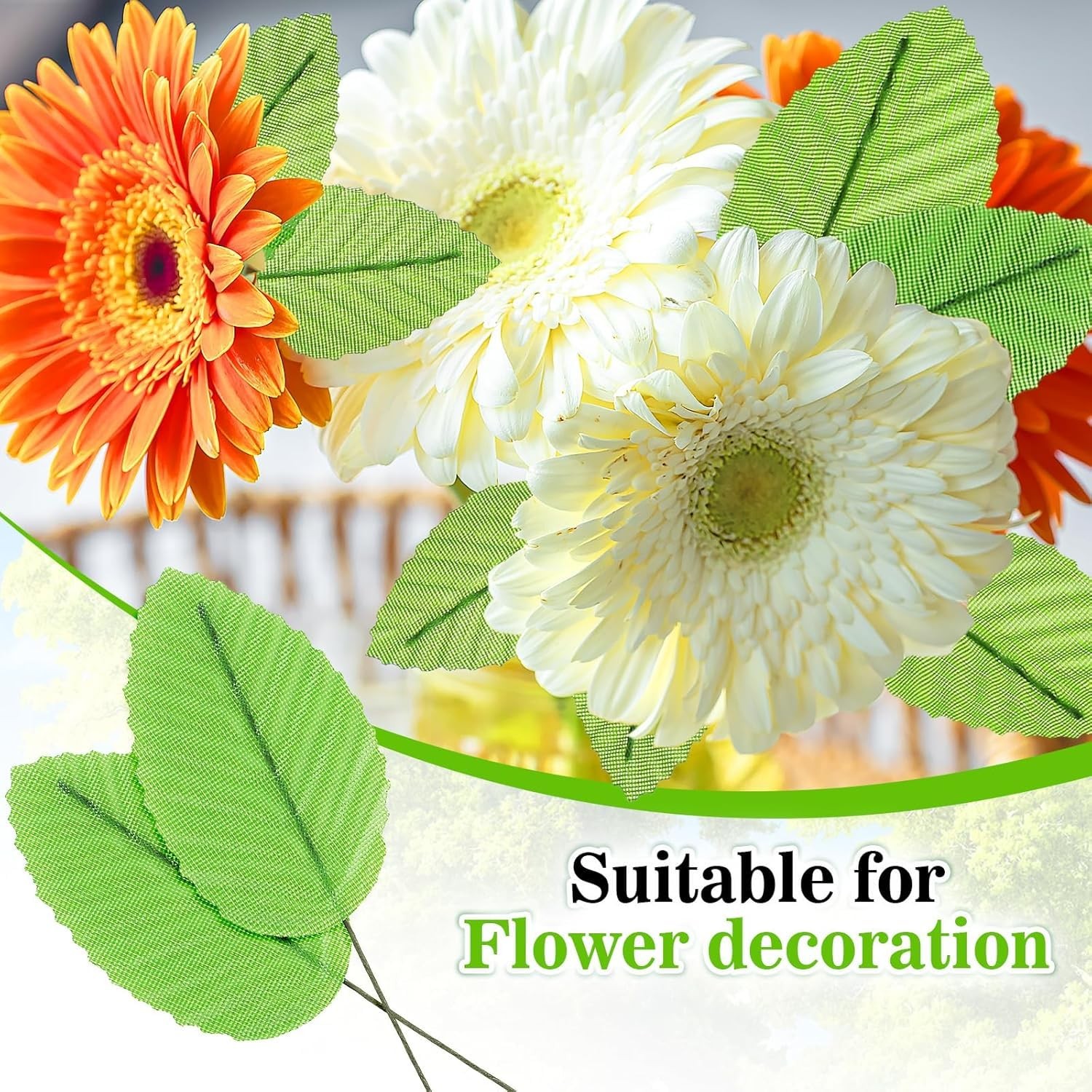 10Pcs Artificial Leaves for DIY Crafts, Faux Silk Greenery with Bendable Stem…