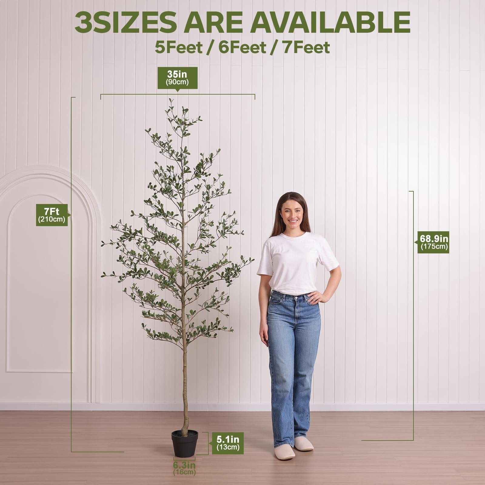 Verinatural 6ft Shady Lady Faux Tree, Artificial Black Olive Tree XYHGL210cm-1