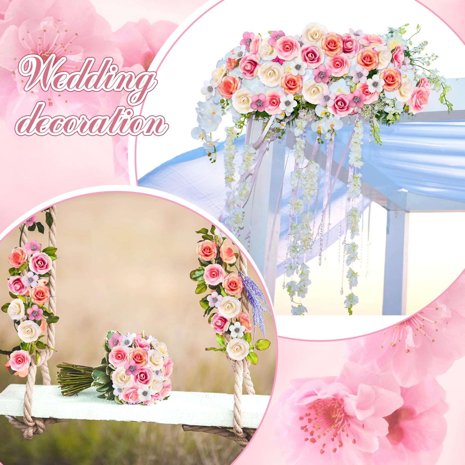 Fake Mini Flowers 174 PCS Pink Silk Artificial 2cm 4cm DIY Craft Wedding Decor