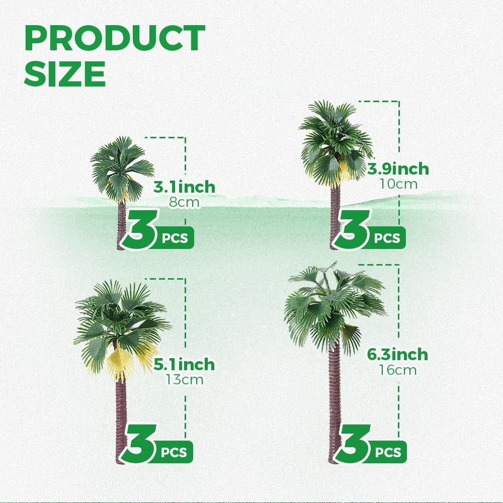 Miniature Plastic Artificial Coconut Palm Tree Model Tropical Decor Artificial