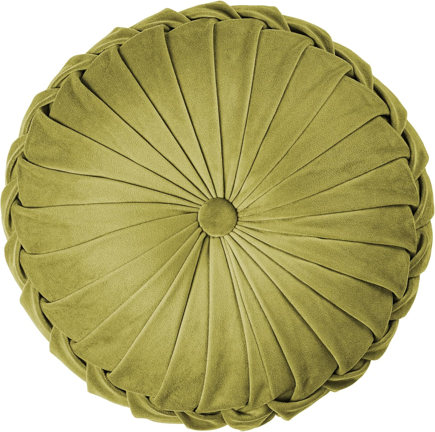 ROSE&RISY round Pleated Velvet Throw Pillow, 1 Pack Decorative Accent Pumpkin Pi