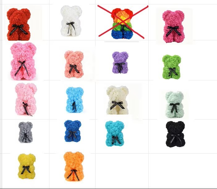 25cm Artificial Teddy Rose Flower Bear with Box Romantic Valentines Day Gift