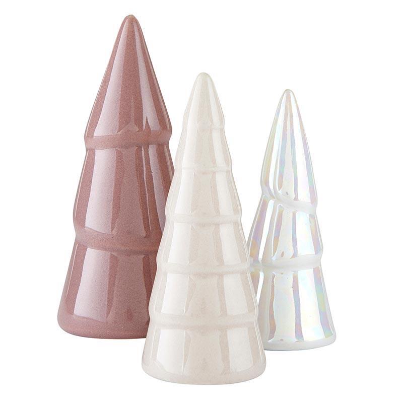 Holiday Ceramic Tree Set Blush Set of 3 Size 6.75in x 4.75in x 2in Lot of 3