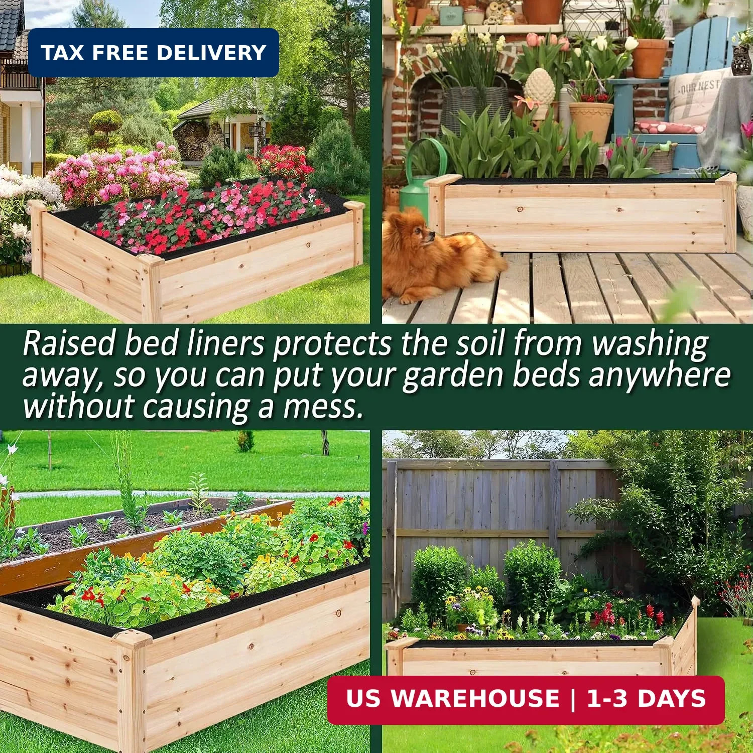 1PCS Raised Garden Bed Liner Fabric Raised Garden Bed Breathable Drainage Rectan