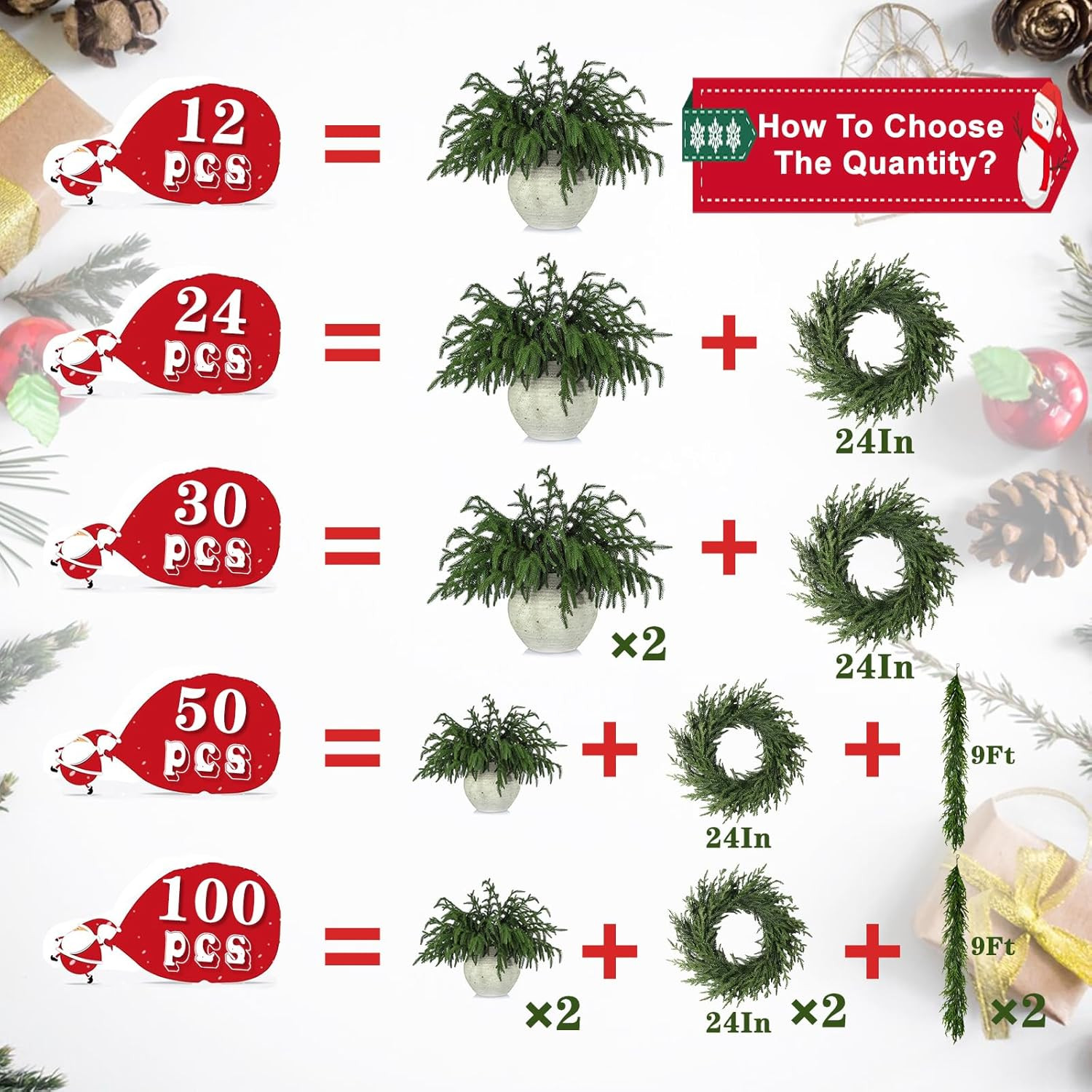 12 Pcs Realistic Christmas Pine Branches Natural Droopy Soft Bendable Artificial