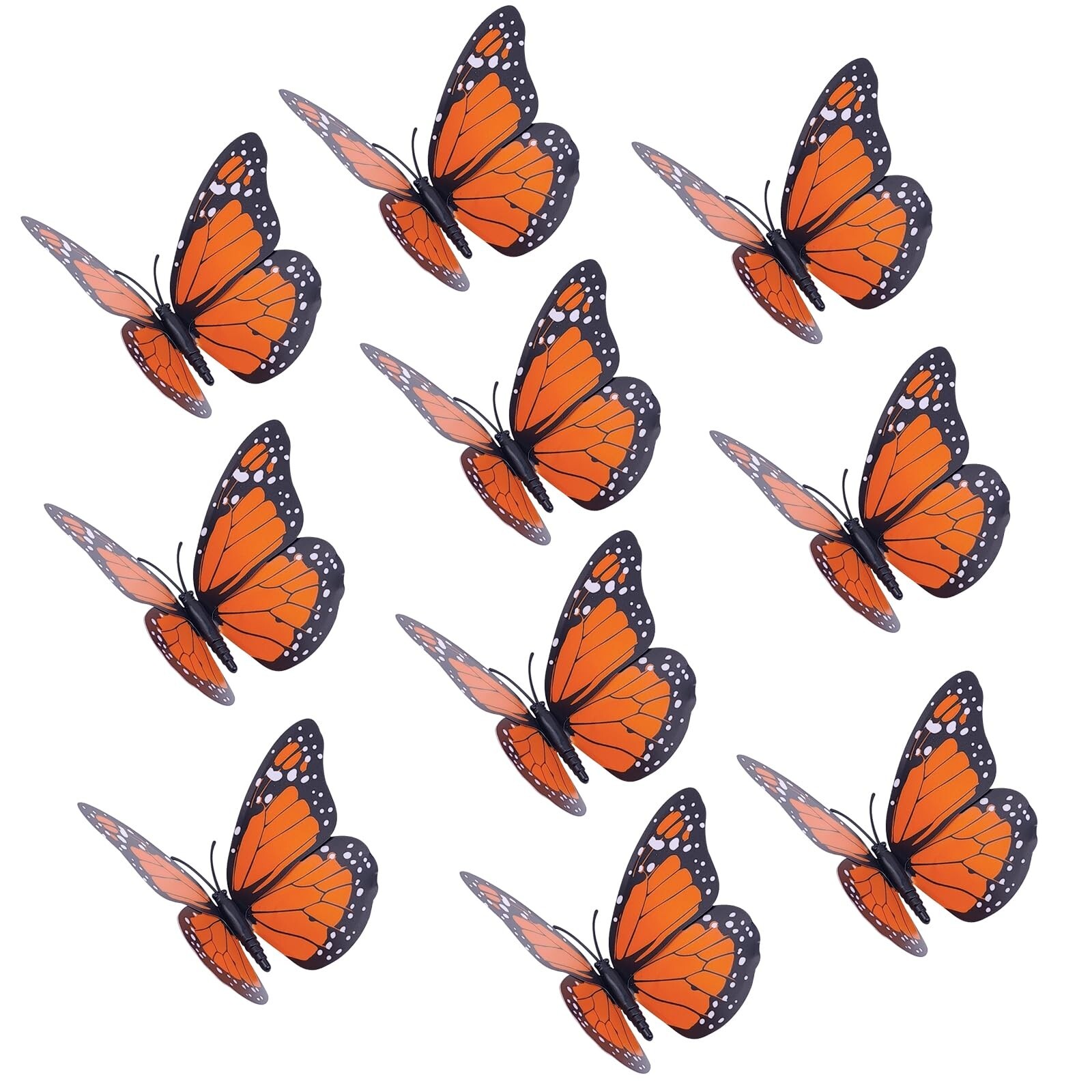 10PCS Exquisite Monarch Butterfly Decorations, Premium Artificial Orange Mona…