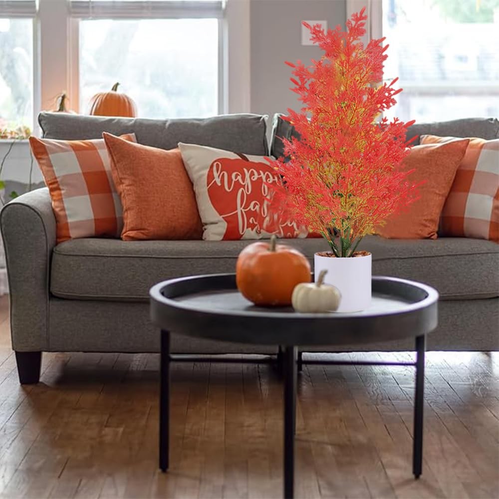 Artificial Fall Pine Trees Small Fake Plants,Table Top Christmas Tree Ornamen…