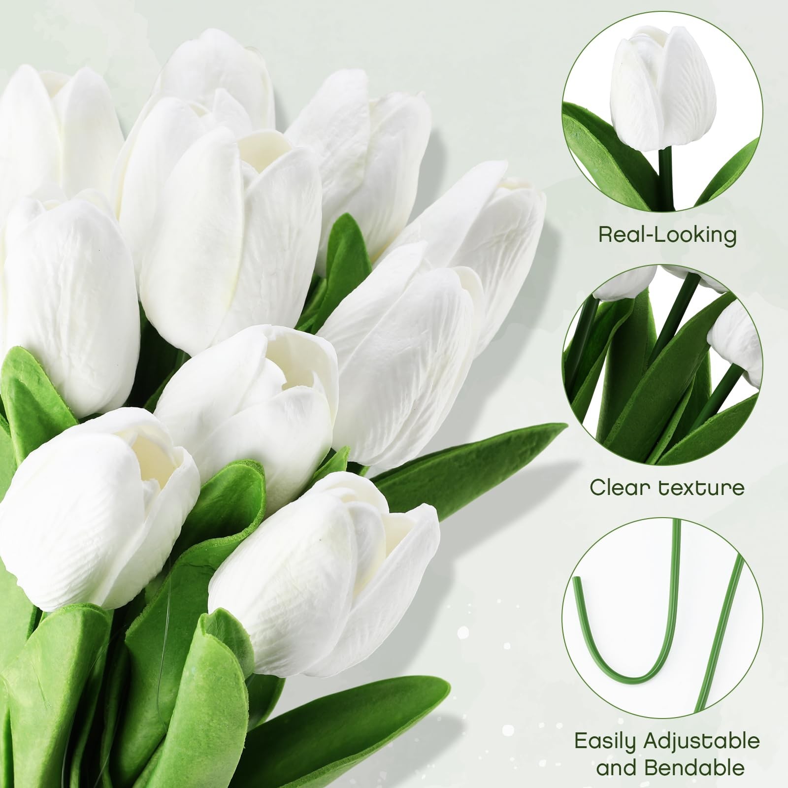 12 Pack White 5 ft Artificial Tulips Hanging Flower Garland Decorations Sprin…