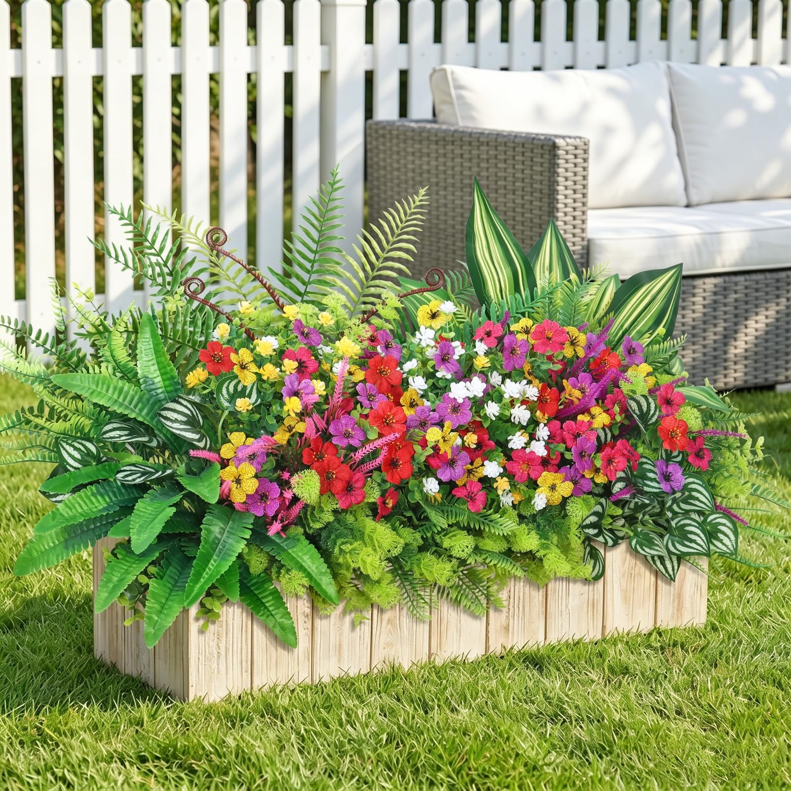 24 Bunches Artificial Plants Flowers for Outdoors UV Resistant Realistic Faux…
