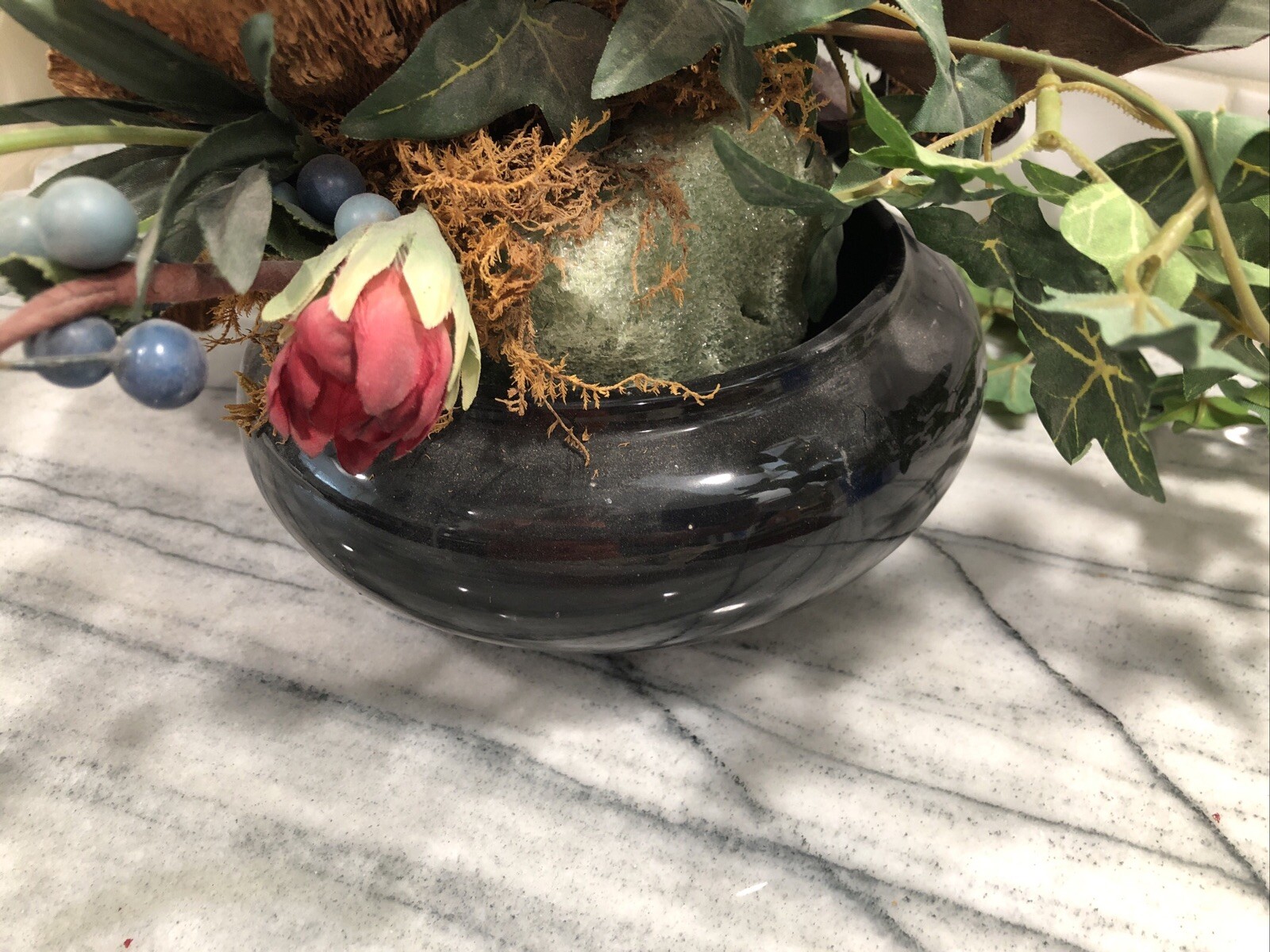 Artificial Faux Mixed Greenery/Floral Arrangement w/ Ceramic Planter Home Decor