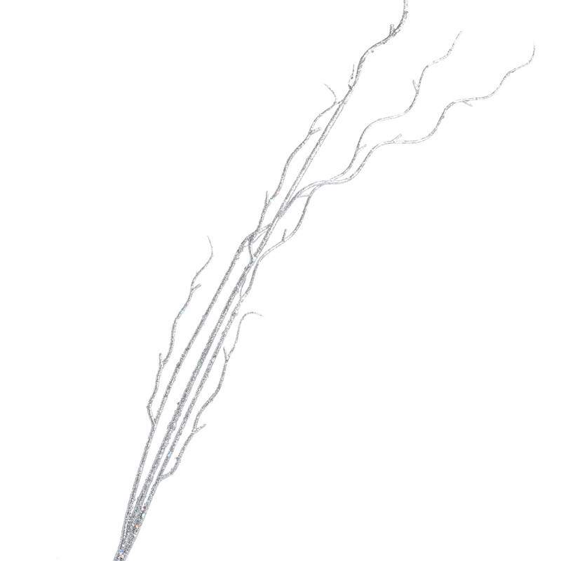 Package of 6 Silver Glittered Artificial Twig 37″ Sprays