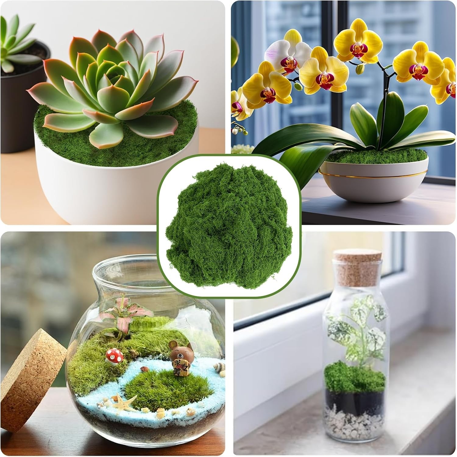 Odorless Green Moss for Creative DIY Projects – Indoor/Outdoor Use – 3.5oz