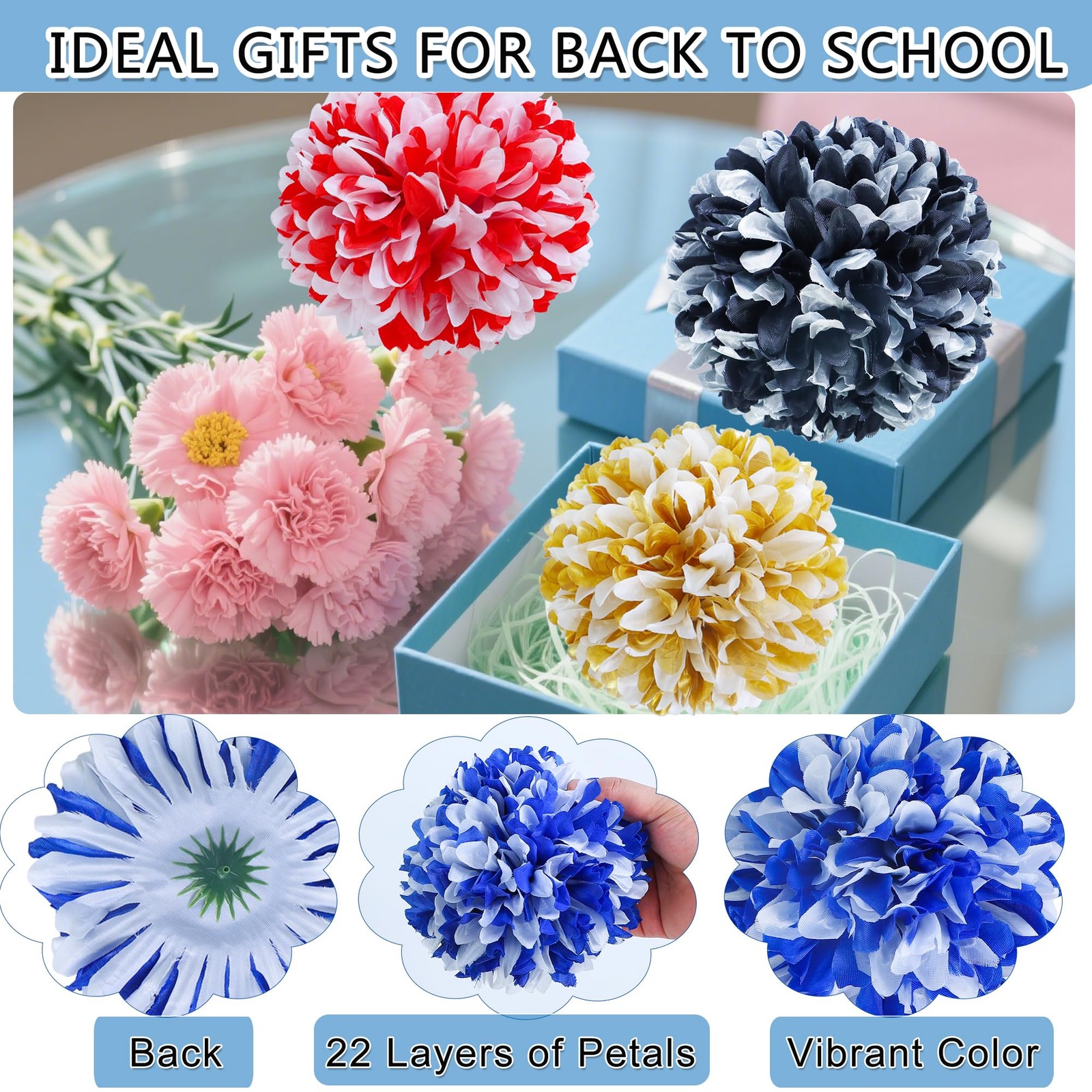 4 Pcs Homecoming Mum Flower 6.7 Inches Artificial Silk Mums Chrysanthemums Ho…