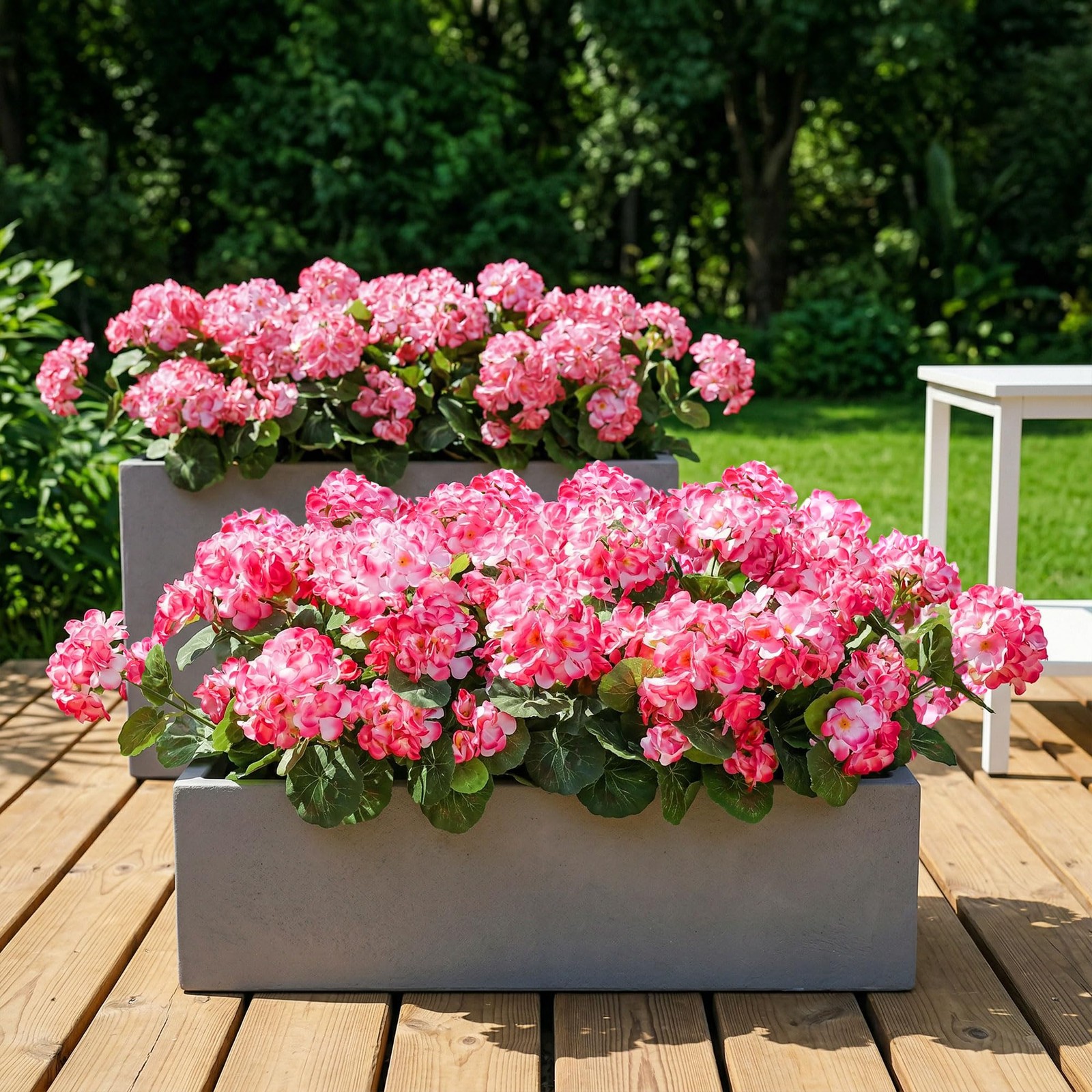 Fake Geraniums Artificial Flowers for Outdoors Outside, 6 Bundles Pink Silk G…