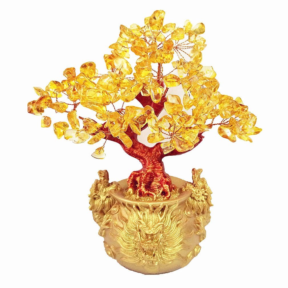 Feng Shui Citrine Quartz Crystal Money Tree Bonsai Style Decoration for Luck …