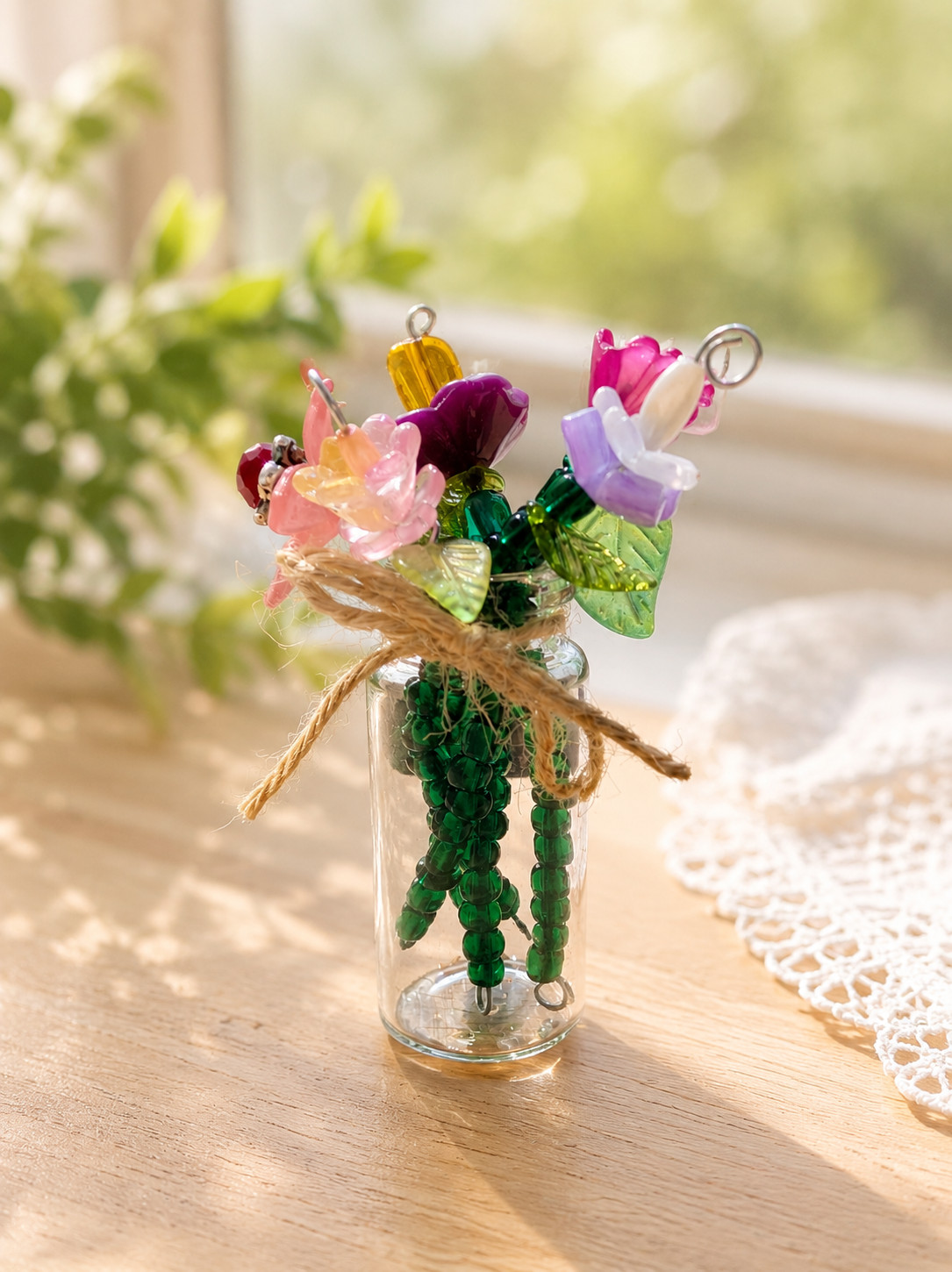 Mini Beaded Flower Bouquet | Handmade Bead Flower Arrangement | Tiny Floral Gift