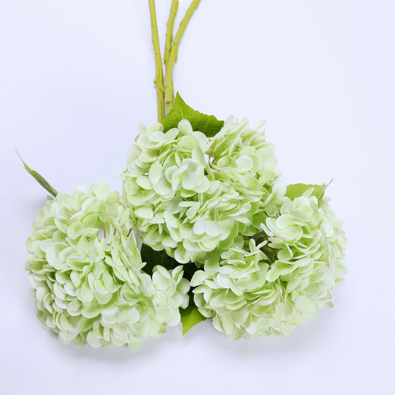 3Pcs Artificial Hydrangea Moisturized Long Stem Fully Blooming Flowers Home Deco