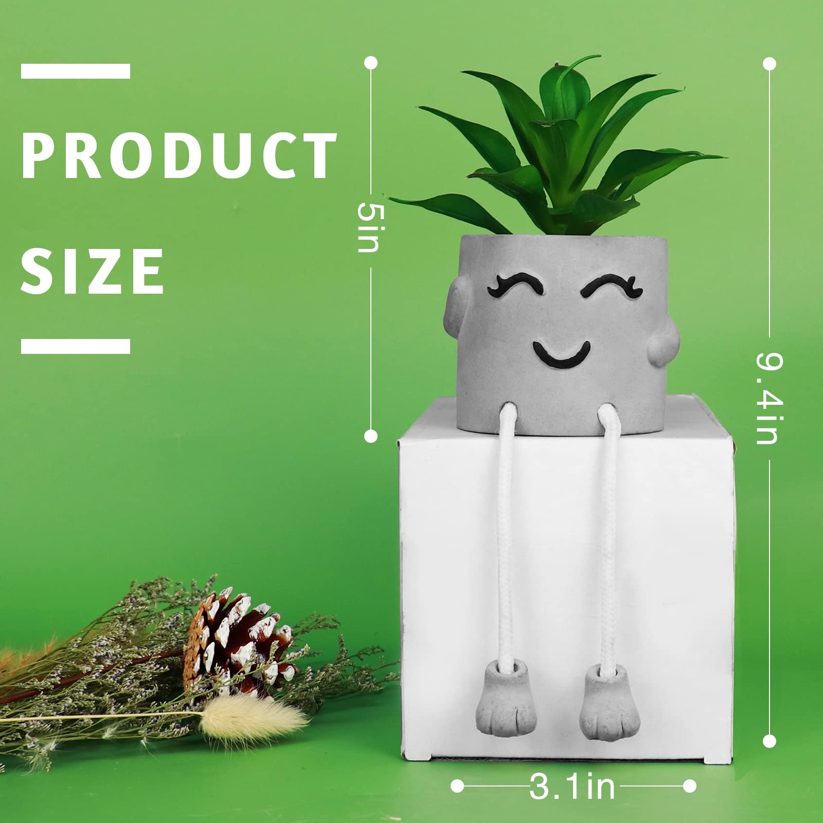 Artificialplant Succulents in Cement Pots with Hanging Leg, Kitchen Shelf Dec…