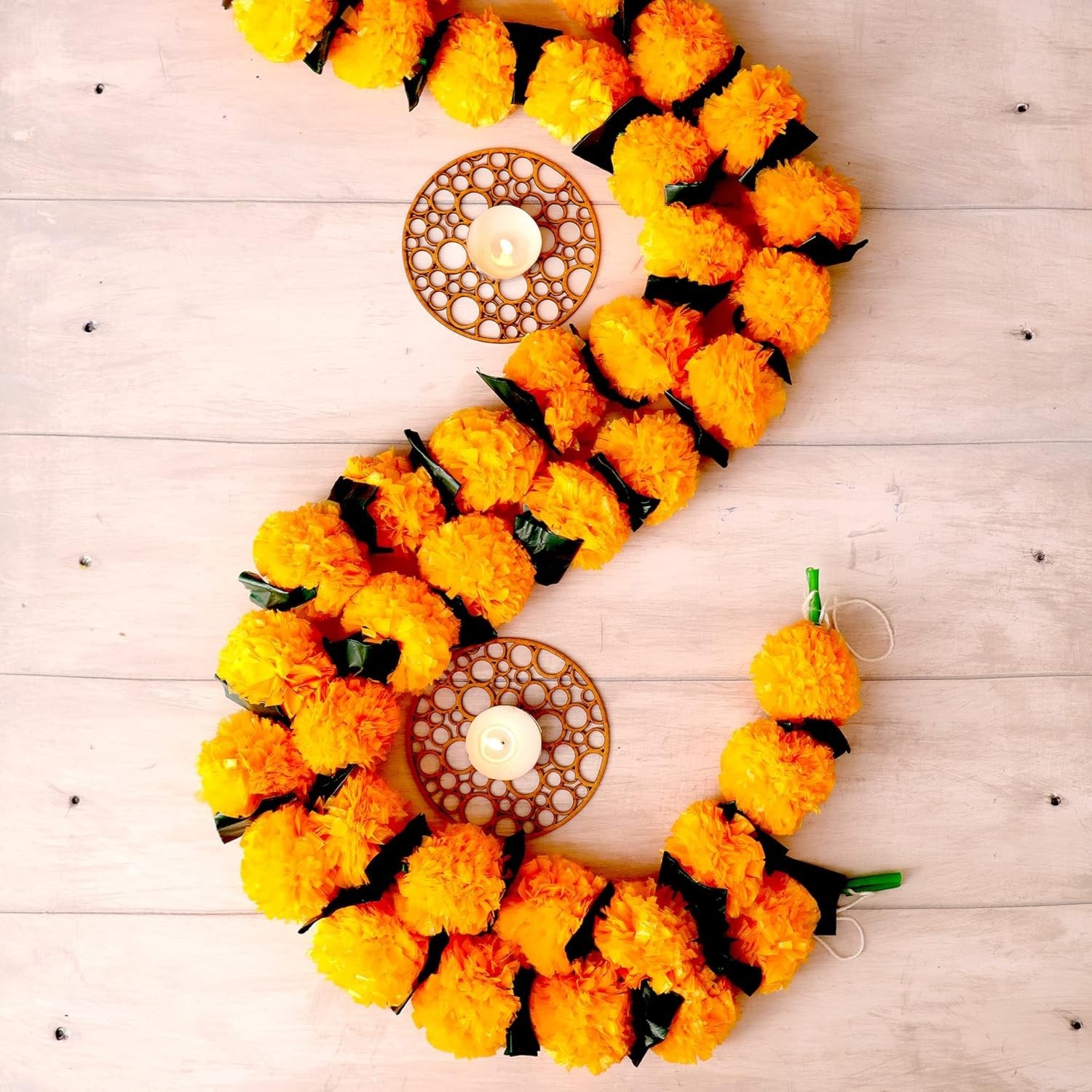 Traditional 5-Pack Marigold Garlands – 4.5ft Length for Indian & American Events